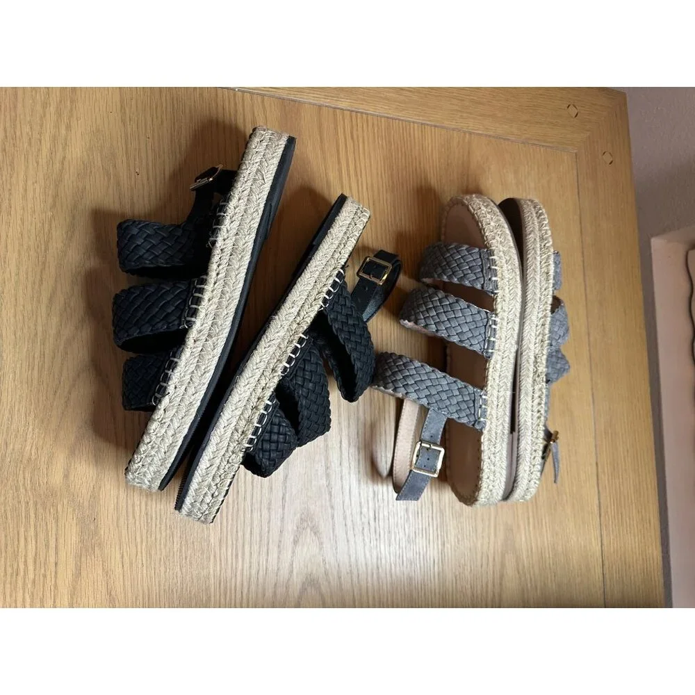 Chase & Chloe Women's Woven Strap Platform Sandals Lot of 2 Black & Gray Size 9